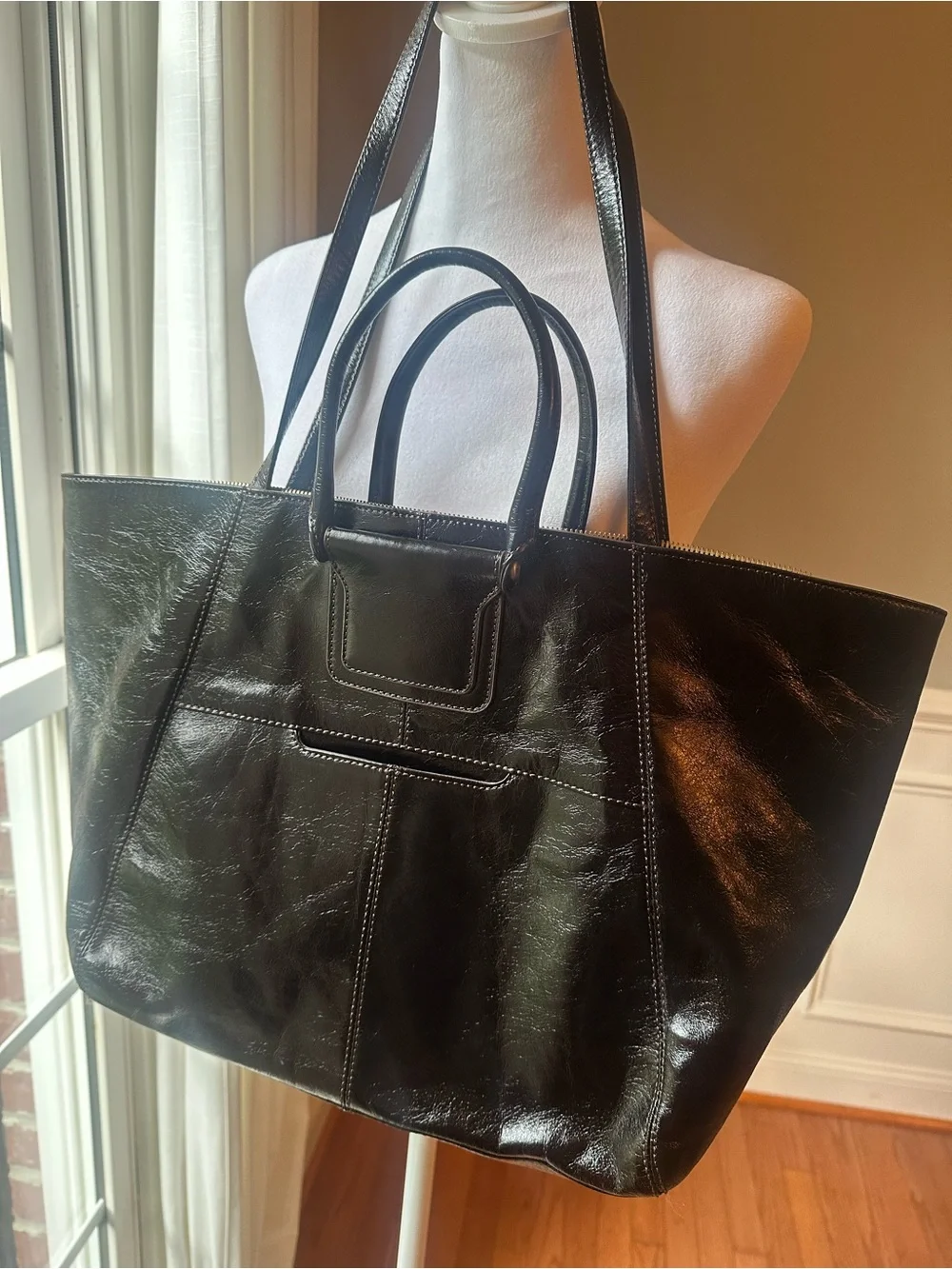 HOBO Black Leather Tote with Double Handles